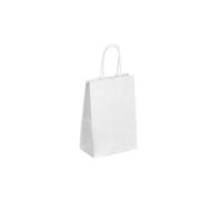 Sac kraft blanc poignées torsadées 21 x 14 x 8 cm - Carton de 50