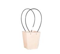 Sac Kraft Boîte à fleurs en papier kraft | Panier à Bouquet imperméable à bonbons, fourre-tout à biscuits, sac carré trapézoïdal, cadeaux de fête de noël(Grad Brown)