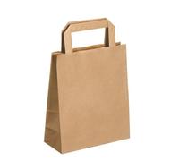 Sac kraft brun poignées plates 22 x 18 x 8 cm - Carton de 50