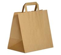 Sac kraft brun poignées plates qualité 80 g/m² - 250 sacs