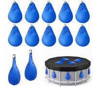 Sac Lestage Eau pour Couverture de Piscine, 12 Pièces Sacs d'eau de Piscine PVC avec Crochets, Sac de Lestage Hivernage Piscine Hors Sol, Accessoires pour Couverture de Piscine, 35 x 24 cm (Bleu)