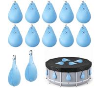 Sac Lestage Eau pour Couverture de Piscine, 12 Pièces Sacs d'Eau de Piscine PVC avec Crochets, Sac de Lestage Hivernage Piscine Hors Sol, Accessoires pour Couverture de Piscine, 35 x 24 cm (Bleu Ciel)