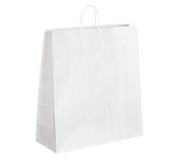 Sac magasin kraft naturel blanc poignées torsadées 44 x 35 x 14 cm - Carton de 50