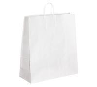 Sac magasin kraft naturel blanc poignées torsadées 48 x 45 x 17 cm - Carton de 50