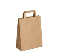 Sac magasin kraft naturel brun poignées plates 39 x 26 x 14 cm - Carton de 50