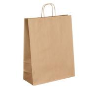 Sac magasin kraft naturel brun poignées torsadées 44 x 35 x 14 cm - Carton de 50