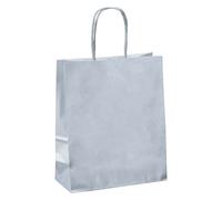 Sac magasin kraft poignées torsadées argent 18 x 8 x 22 cm - Paquet de 50