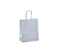 Sac magasin kraft poignées torsadées argent18 x 8 x 22 cm - Paquet de 50