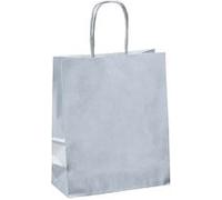 Sac magasin kraft poignées torsadées argent18 x 8 x 22 cm - Paquet de 50 G