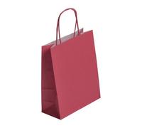Sac magasin kraft poignées torsadées bordeaux 22 x 18 x 8 cm - Paquet de 50