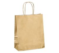 Sac magasin kraft poignées torsadées or 18 x 8 x 22 cm - Paquet de 50
