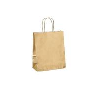 Sac magasin kraft poignées torsadées or 18 x 8 x 22 cm - Paquet de 50
