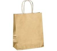 Sac magasin kraft poignées torsadées or 18 x 8 x 22 cm - Paquet de 50