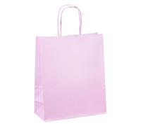 Sac magasin kraft poignées torsadées rose 18 x 8 x 22 cm - Paquet de 50