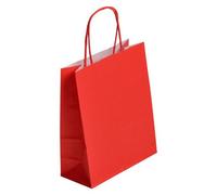 Sac magasin kraft poignées torsadées rouge 22 x 18 x 8 cm - Paquet de 50