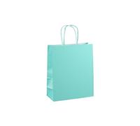 Sac magasin kraft poignées torsadées vert clair 18 x 8 x 22 cm - Paquet de 50