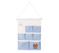 Sac Mural Suspendu à 7 Poches, Joli Motif de Dessin animé, Organisateur de Rangement de pinceaux de Maquillage cosmétiques (Tigre Bleu)