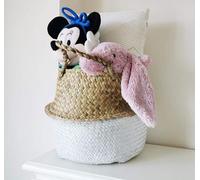 Sac pliable en jonc de mer avec poignées - Sac végétal tissé naturel 22 x 20 cm Blanc Blanc