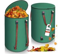 Sac pliable pour déchets de jardin Unyqoos® de 120 litres – en polypropylène, avec couvercle et poignées de transport, résistant aux déchirures et aux UV, stable grâce à un joint en caoutchouc