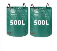 Sac pliable pour déchets de jardin Unyqoos® de 500 L | Fabriqué en polypropylène, imperméable, avec anneau en plastique, poignées de transport renforcées – idéal pour les feuilles, les branches et les