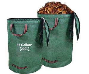 Sac poubelle de jardin 200 L x 2 avec couvercle, imperméable, pliable, recyclable, poubelle pour déchets de jardin, sac à gazon avec poignées pour l'herbe, les feuilles, les haies et les déchets de ja