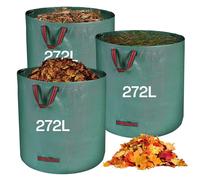 Sac poubelle résistant, 3 unités de 272 litres, sac pour déchets, sac en plastique avec poignées