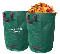 Sac poubelle vert 200 L, sac poubelle vert, sac à feuilles vert, sac poubelle vert, imperméable, pliable, réutilisable, conteneur à déchets, sac à gazon avec poignées pour gazon, feuilles, haies, sac