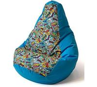 Sac pouf Sako Imprimé poire à rayures bleues XXL 140 x 100 cm