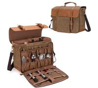 Sac pour barman en cuir et toile, dimensions : 38 x 19,5 x 29,5 cm