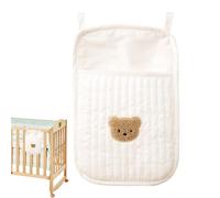 Sac pour berceau pour chambre d'enfant - Organisateur de rangement à suspendre avec deux poches Beige, accessoire pour berceau, étui latéral en tissu souple, porte-objets essentiels pour la chambre D
