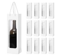 Sac pour bouteille de vin sac cadeau, fenêtre transparente sac cadeau de vin premium avec poignée, organisateur de vin pour Noël, mariage, fête (Blanc)