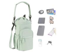 Sac pour bouteille d'eau : support isolé de grande capacité, sac de rangement imperméable, bandoulière réglable, porte-bouteille pour sports de plein air, gym, entraînement, etc, Vert, Consulte la