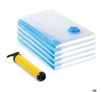 Sac Rangement Sous Vide Aspirateur,Sac Vetement Reutilisable,Housse de Rangement Sous Vide Couettes avec Pompe Manuelle 60x80cm-5p
