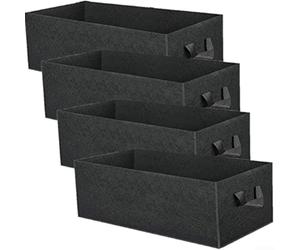 Sac rectangulaire en feutre pour plantation de plantes en tissu non tissé épaissi, contenant pour plantes végétales avec poignées, lot de 4 (50 x 30 x 20)
