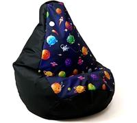 Sac Sako pouf poire noir-planètes XXL 140 x 100 cm