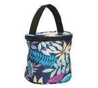Sac Seau à Motif de Feuilles en Tissu Oxford, Rangement D'outils de Couture pour Les Amateurs de Tricot et de Crochet, Emballage Portable pour Les Voyages et la Maison (Petit Baril)