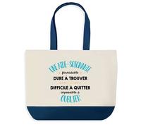 Sac shopping fond bleu Une Aide-Soignante Formidable Collègue Départ Cadeau Anniversaire Noël | Grand Sac Courses Cabas