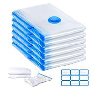 Sac Sous Vide Vetement Aspirateur 6 Pièces XL, 100x80cm Housses Compactor de Rangement Sous Vide pour Couettes, Literie, Oreillers et avec Autocollant