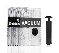 Sac Vetement Sous Vide Aspirateur,6 Pièces Sac de Rangement Sous Vide avec Pompe Manuelle, 40x60cm Housse Sous Vide pour Valise,Sac Compactor Voyage pour Vêtements,Literie,Couettes