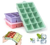 sacemontic Bac à Glaçons avec Couvercle, Lot de 3 sans BPA Bacs à Gros glaçons en Silicone Glacons Moule,Bacs à Glaçons Empilables pour Boissons Réfrigérées, Whisky, Cocktails, Nourriture