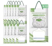Sachet Anti Humidité Suspendu,Absorbeur Humidité 12×95g,Absorbeur d'humidité,Anti moisissure Compatibilité Universelle,Desumificateur d humidité pour La Cuisine/Salle de Bain/Armoire/Voiture(Vert)