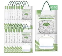 Sachet Anti Humidité Suspendu,Absorbeur Humidité 16×95g,Absorbeur d'humidité,Anti moisissure Compatibilité Universelle,Desumificateur d humidité pour La Cuisine/Salle de Bain/Armoire/Voiture(Vert)