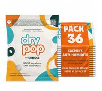 Sachet Anti Humidité Tiroir et Placard - DRYPOP by DRYBOSS - Absorbeur d'Humidité en Gel Anti-Fuite - Déshumidificateur Fin sans Électricité pour Armoire et Chambre (18 Sachets x 22g) (36)
