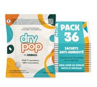 Sachet Anti Humidité Tiroir et Placard - DRYPOP by DRYBOSS - Absorbeur d'Humidité en Gel Anti-Fuite - Déshumidificateur Fin sans Électricité pour Armoire et Chambre (18 Sachets x 22g)