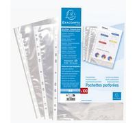 Sachet de 10 pochettes perforées polypropylène lisse 6/100e - A4 - Cristal