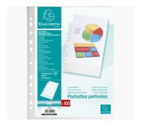 Sachet de 100 pochettes perforées polypropylène grainé 5/100e - A4 - Cristal