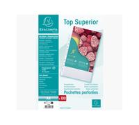 Sachet de 100 pochettes perforées polypropylène grainé Qualité + - A4 - Cristal