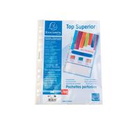 Sachet de 100 pochettes perforées polypropylène lisse Qualité + - A4 - Cristal