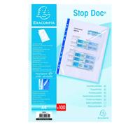 Sachet de 100 pochettes perforées Stop doc ouverture en coin - polypropylène lisse 6/100e - A4