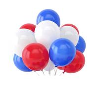 Sachet de 12 Ballons Bleus Blancs Rouges - Dimensions : 30 x 30 cm